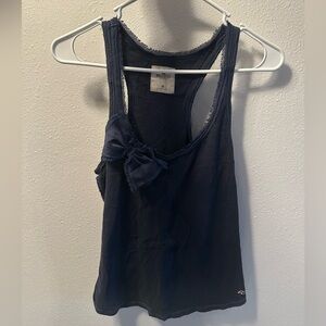 Hollister Navy Blue Women's Tank Top with Bow Accent